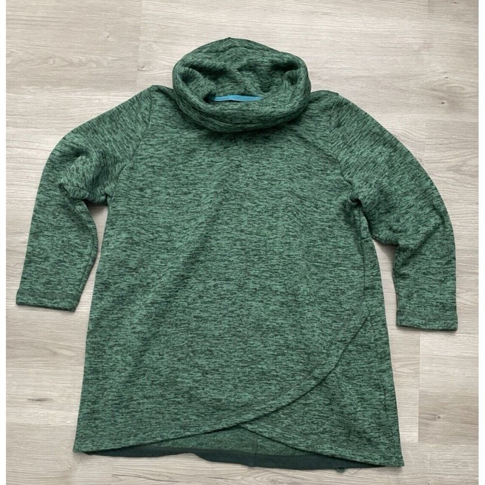 Lands End Sweater Tunic turtleneck Pullover Women 1X Green marled 16W-18W
